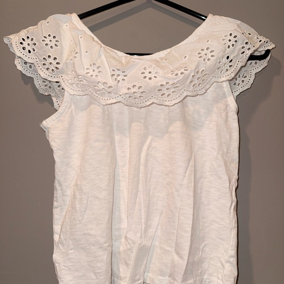 Justice White Eyelet Lace Ruffle Top Girls Size 10 Boho Cottagecore - Picture 3 of 7